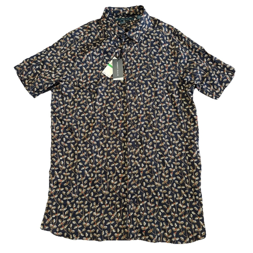 Perry Ellis 100% Linen Shirt Men L Dusty Olive Oeko-Tex Button Up 4FHW3622PS NEW